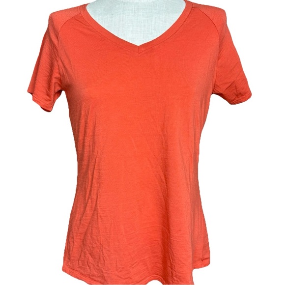 Woolx Mia Orange Wool Short Sleeve Tee - Picture 1 of 5
